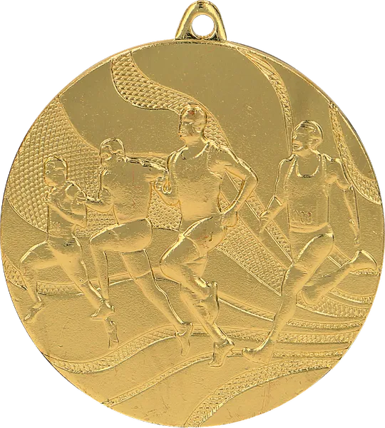 Medal złoty- biegi - medal stalowy z grawerem na laminacie
