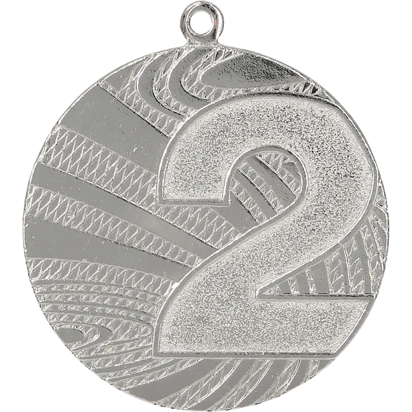 Medal stalowy srebrny drugie miejsce z grawerowaniem na laminacie